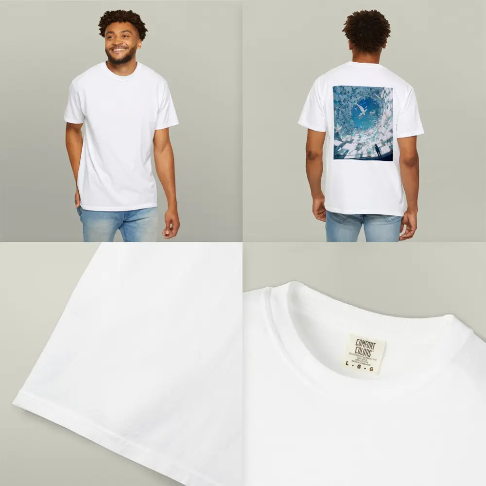 Man Standing Inside Swirling Birds Vortex – T-Shirts