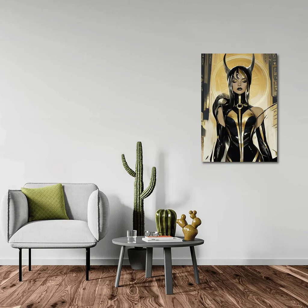 Egyptian Goddess Black Gold Comic Art – Wall Art