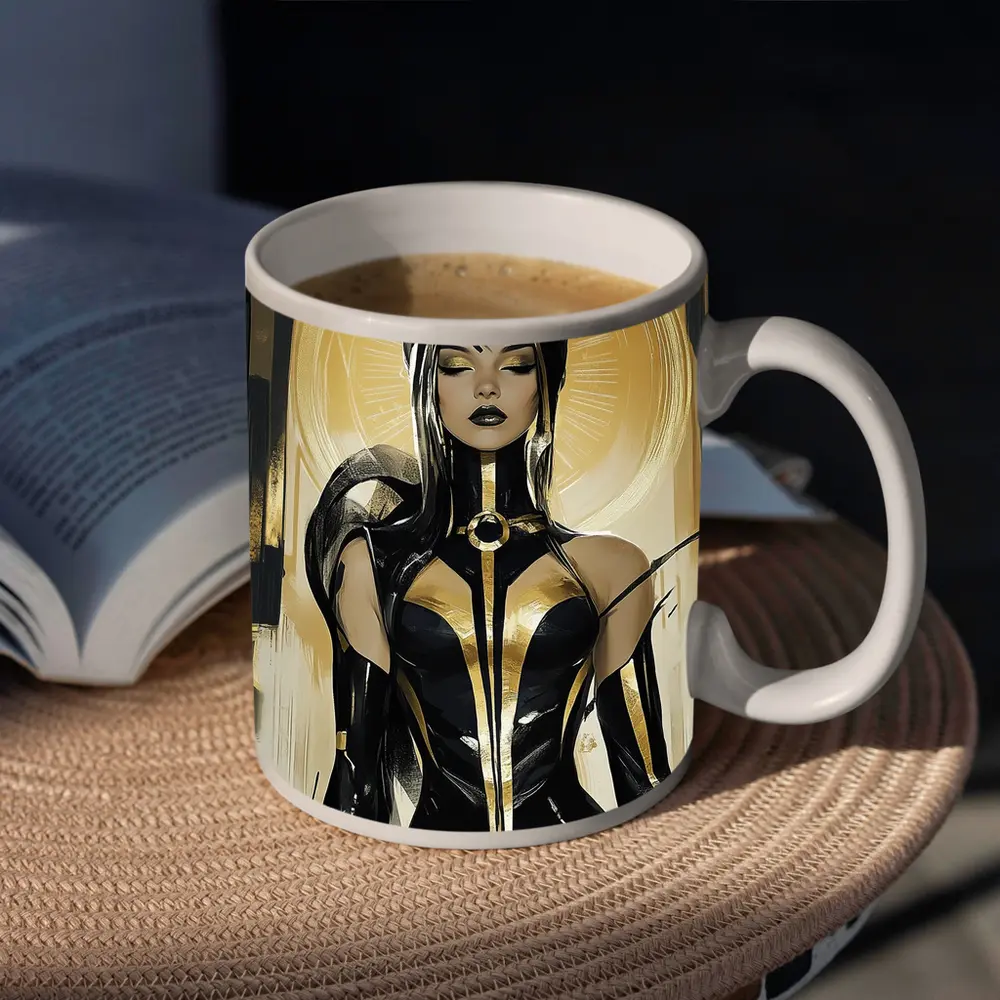 Egyptian Goddess Black Gold Comic Art – Mugs