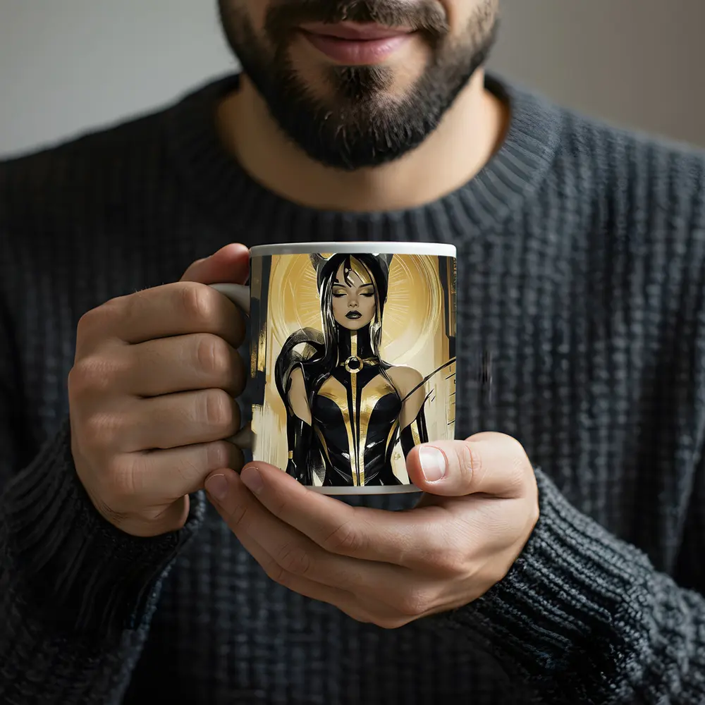 Egyptian Goddess Black Gold Comic Art – Mugs
