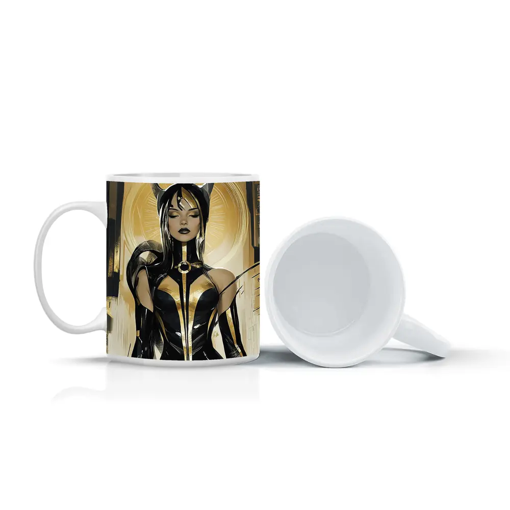 Egyptian Goddess Black Gold Comic Art – Mugs