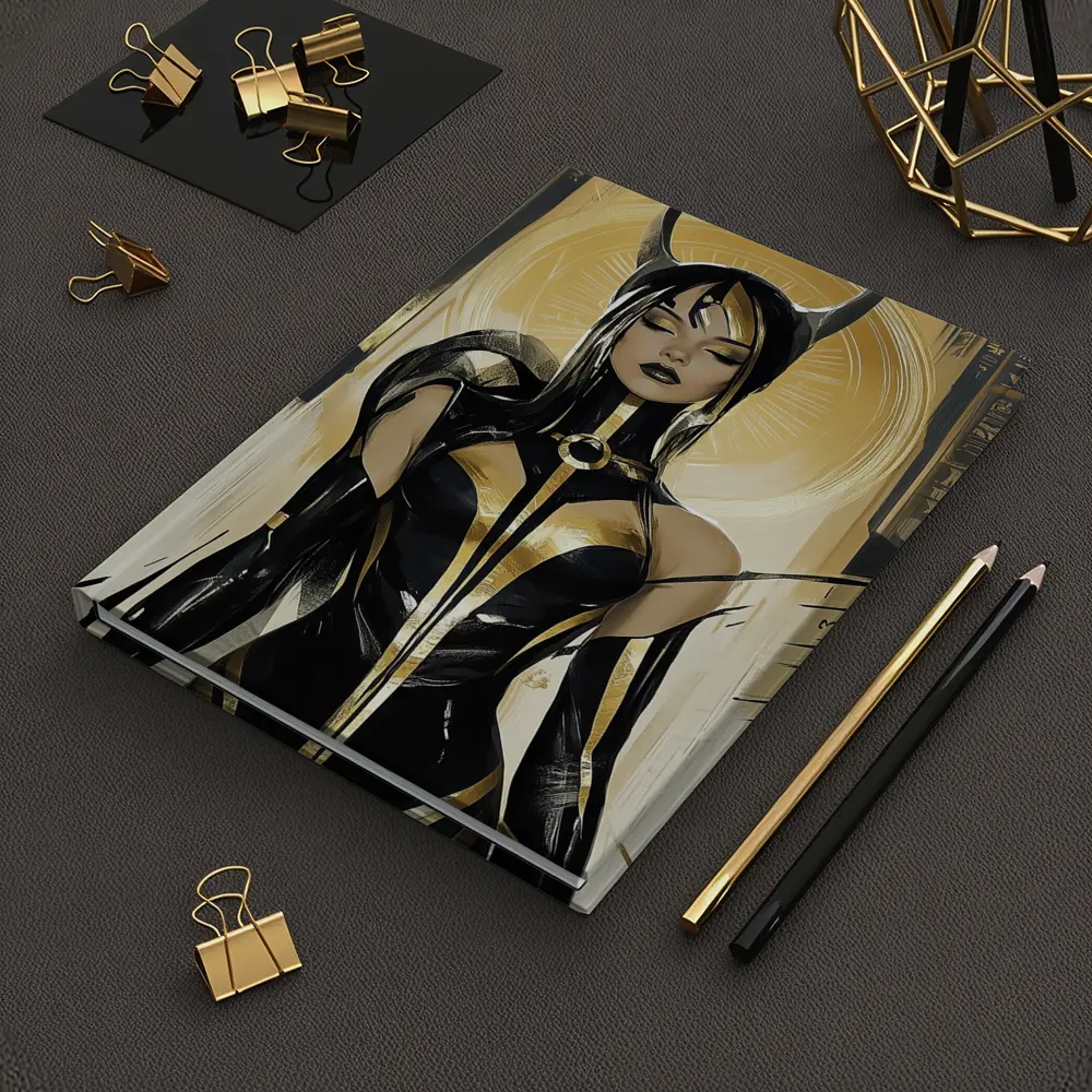 Egyptian Goddess Black Gold Comic Art – Notebooks