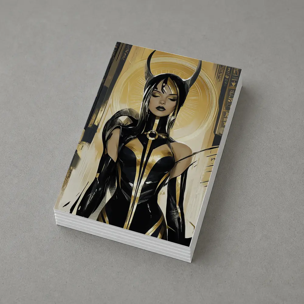 Egyptian Goddess Black Gold Comic Art – Postcards