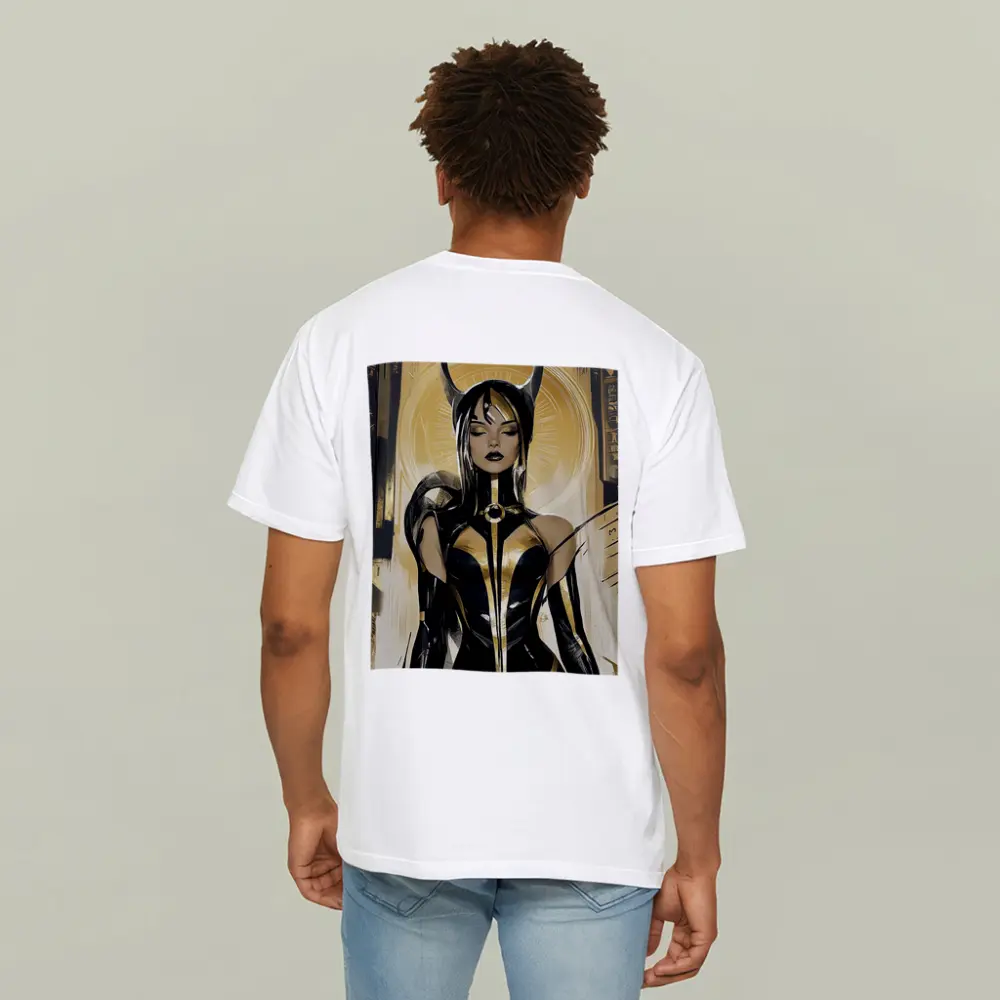 Egyptian Goddess Black Gold Comic Art – T-Shirts