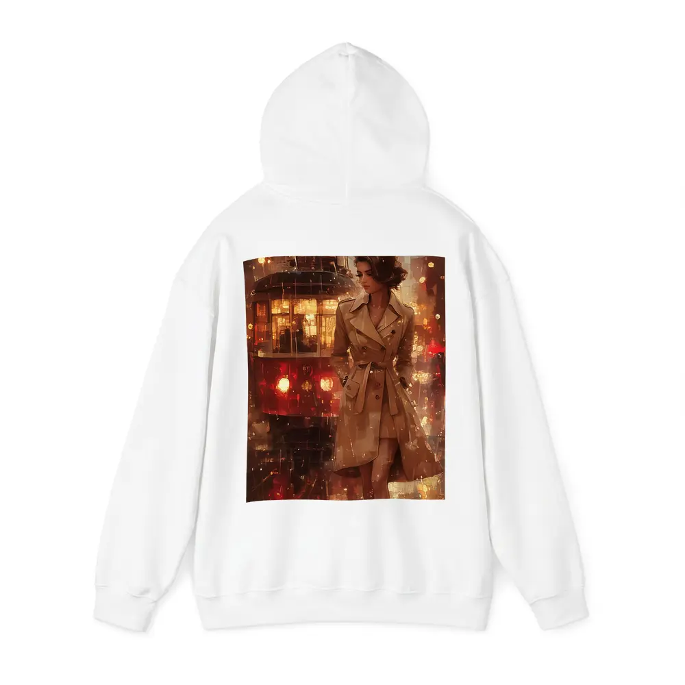 Woman in Trench Coat Rainy City Night – Hoodies