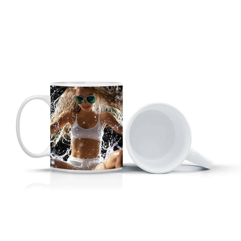 Woman in White Bikini Water Splash – Mugs