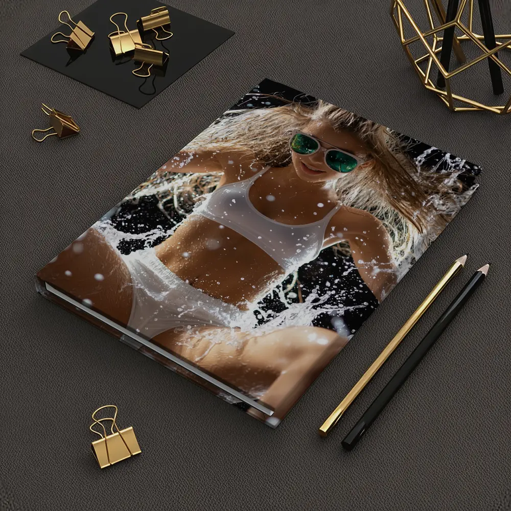 Woman in White Bikini Water Splash – Notebooks