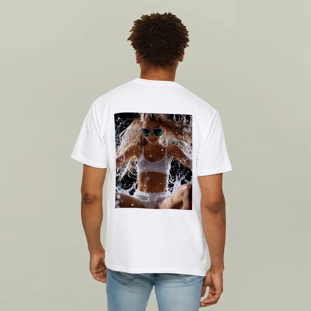 Woman in White Bikini Water Splash – T-Shirts