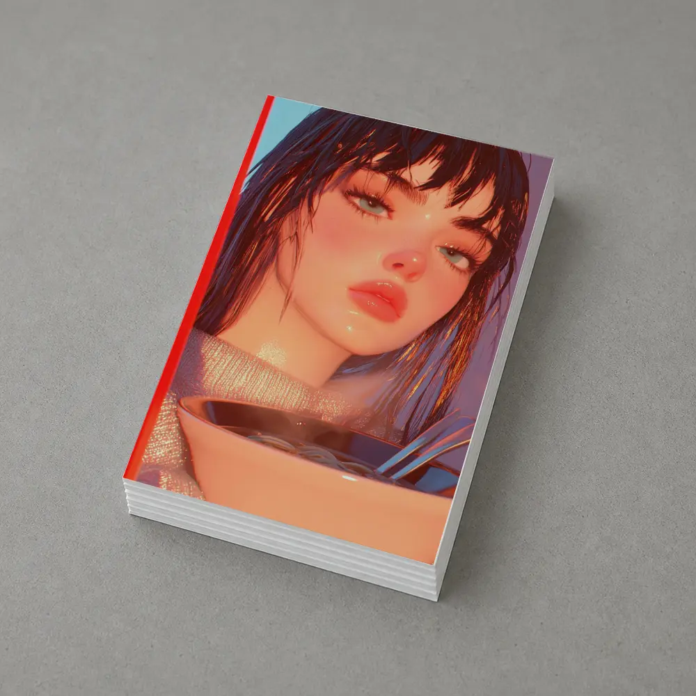 Anime Girl Eating Ramen Bowl Art – Postcards