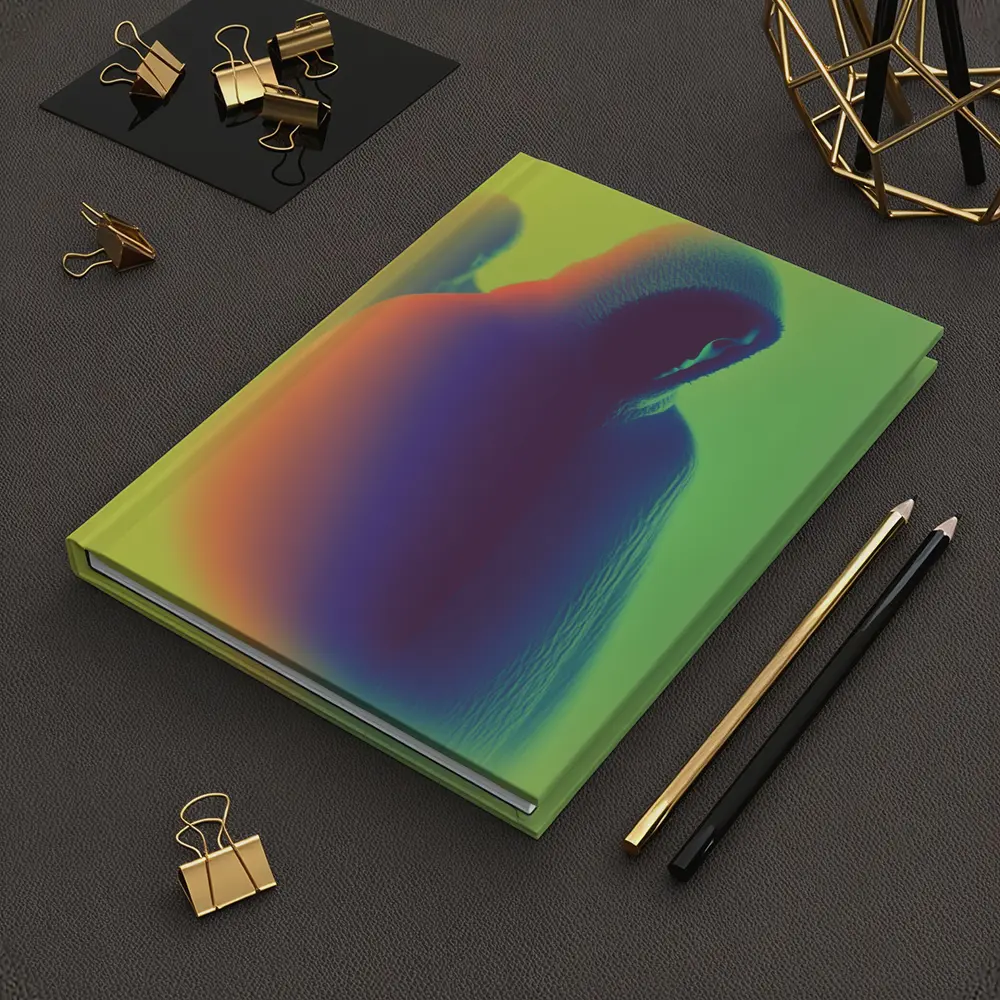 Hooded Figure Neon Green Abstract Art – Notebooks