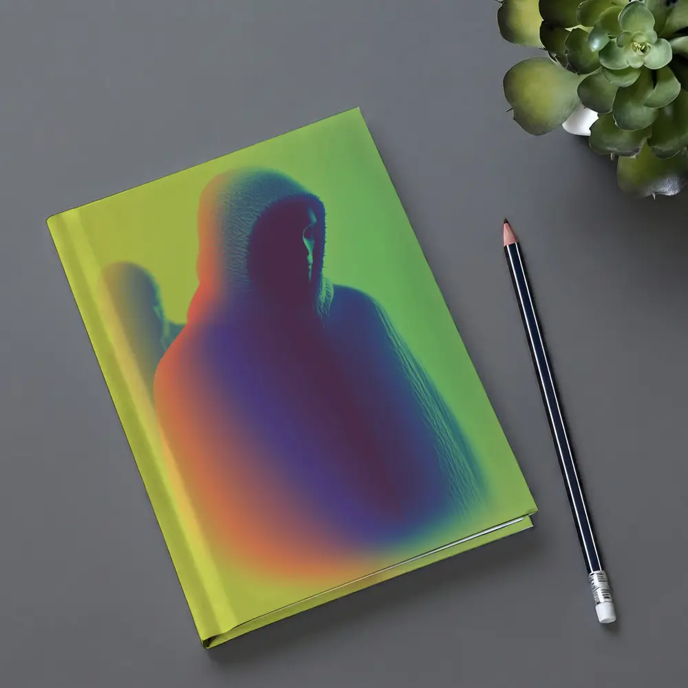 Hooded Figure Neon Green Abstract Art – Notebooks