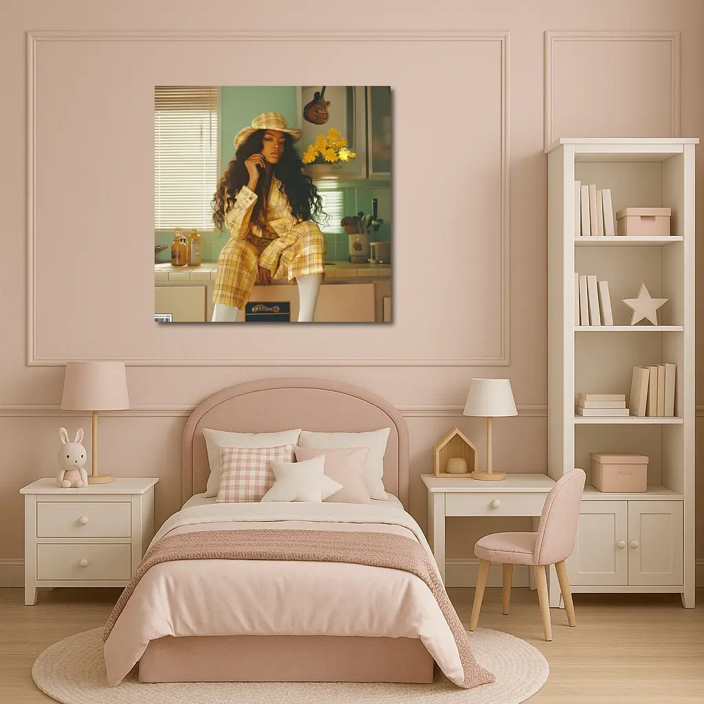 Woman Yellow Plaid Suit Retro Kitchen – Wall Art