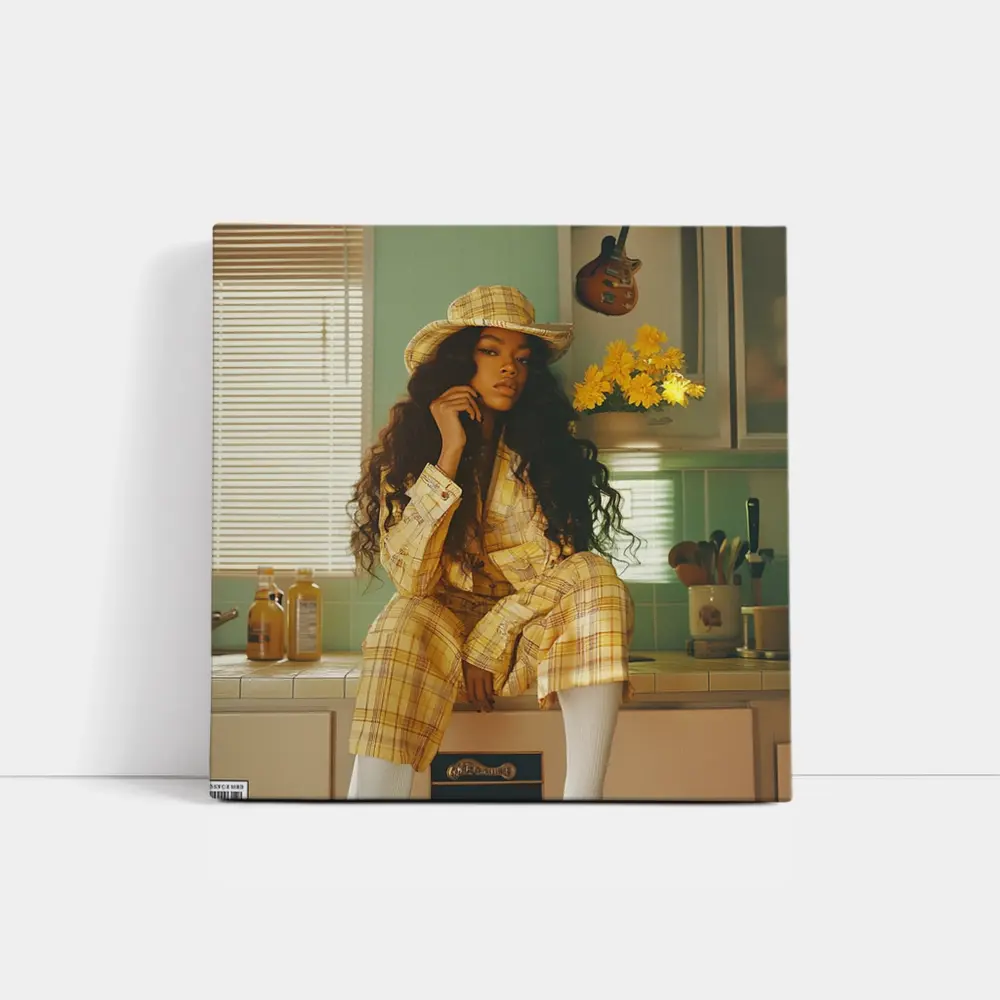 Woman Yellow Plaid Suit Retro Kitchen – Wall Art