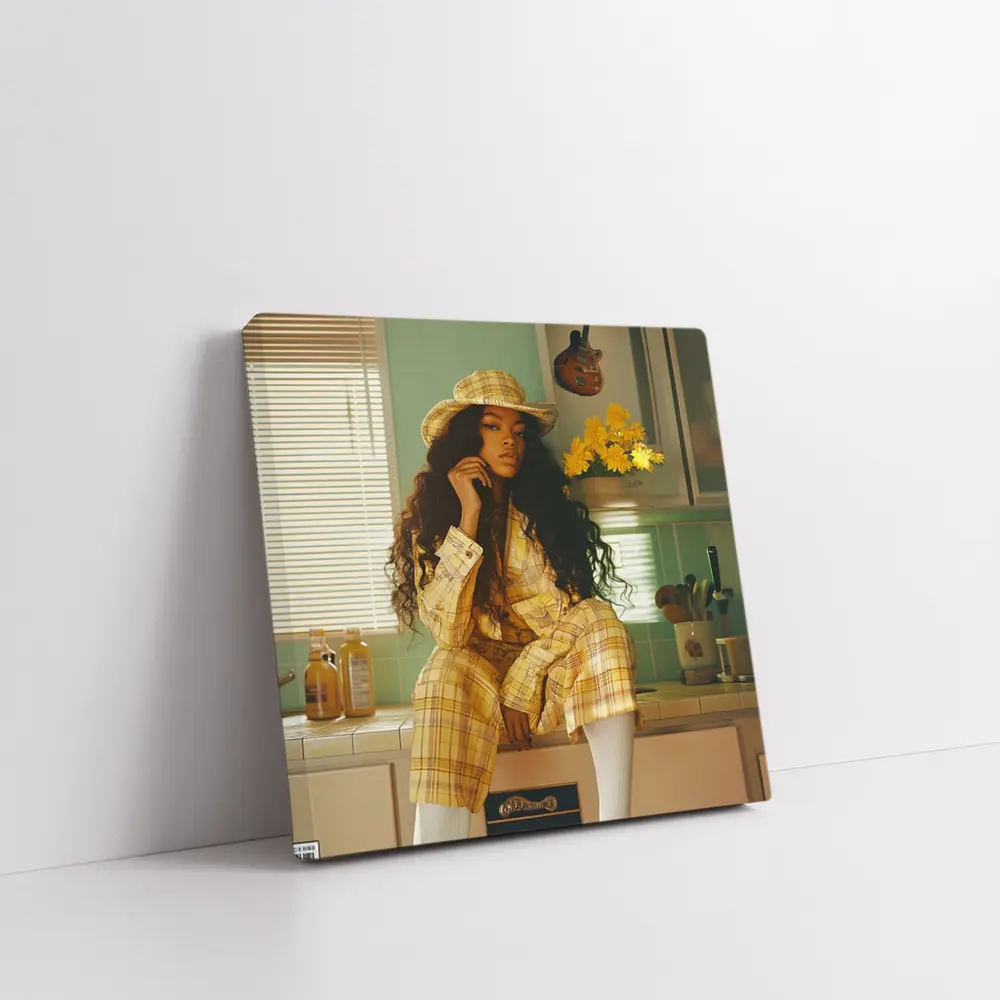 Woman Yellow Plaid Suit Retro Kitchen – Wall Art