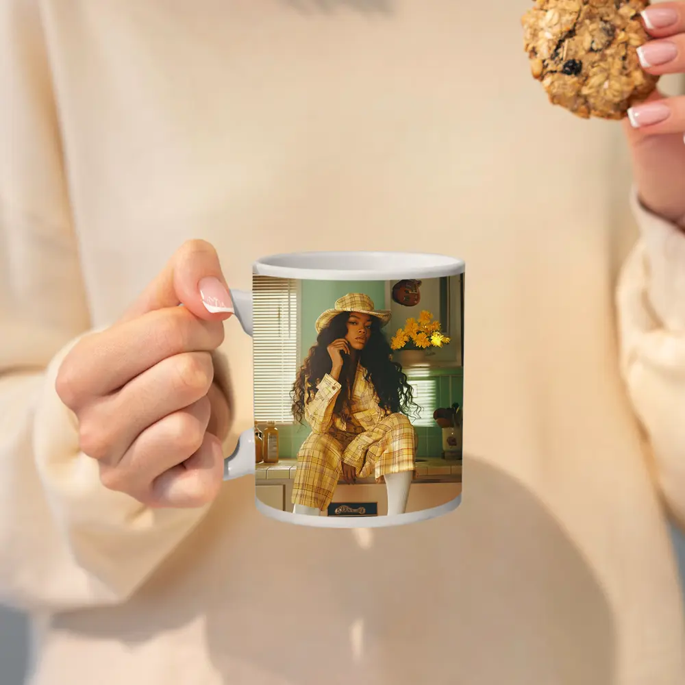 Woman Yellow Plaid Suit Retro Kitchen – Mugs