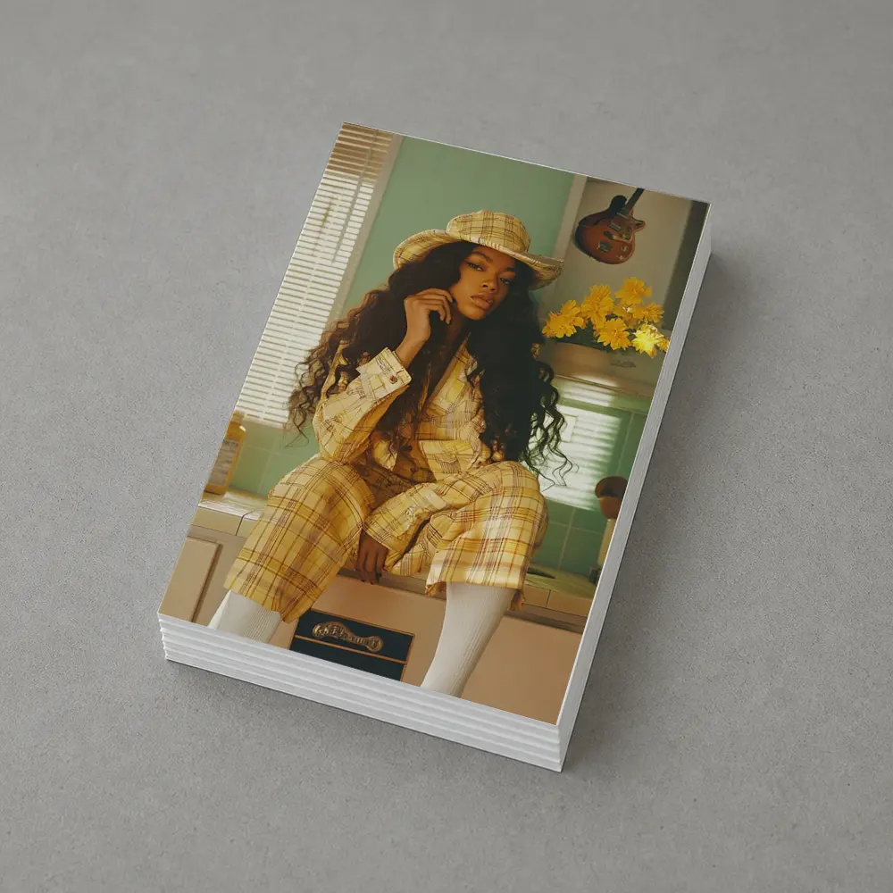 Woman Yellow Plaid Suit Retro Kitchen – Postcards