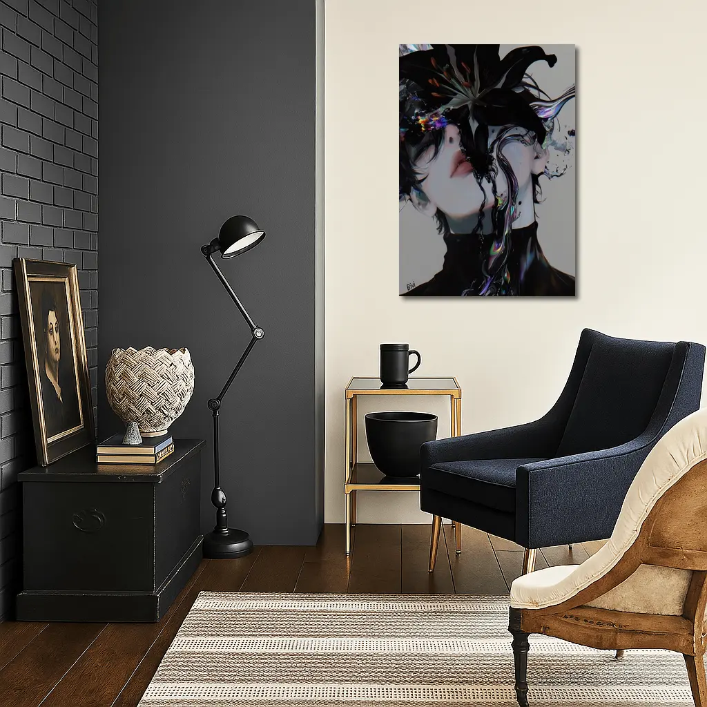 Anime Manga Dark Fantasy Figure Black Flowers – Wall Art