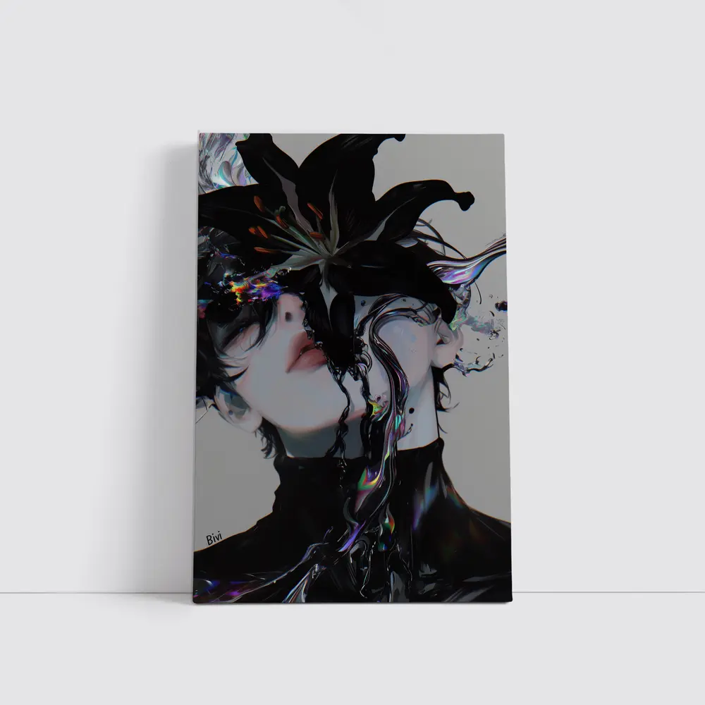 Anime Manga Dark Fantasy Figure Black Flowers – Wall Art