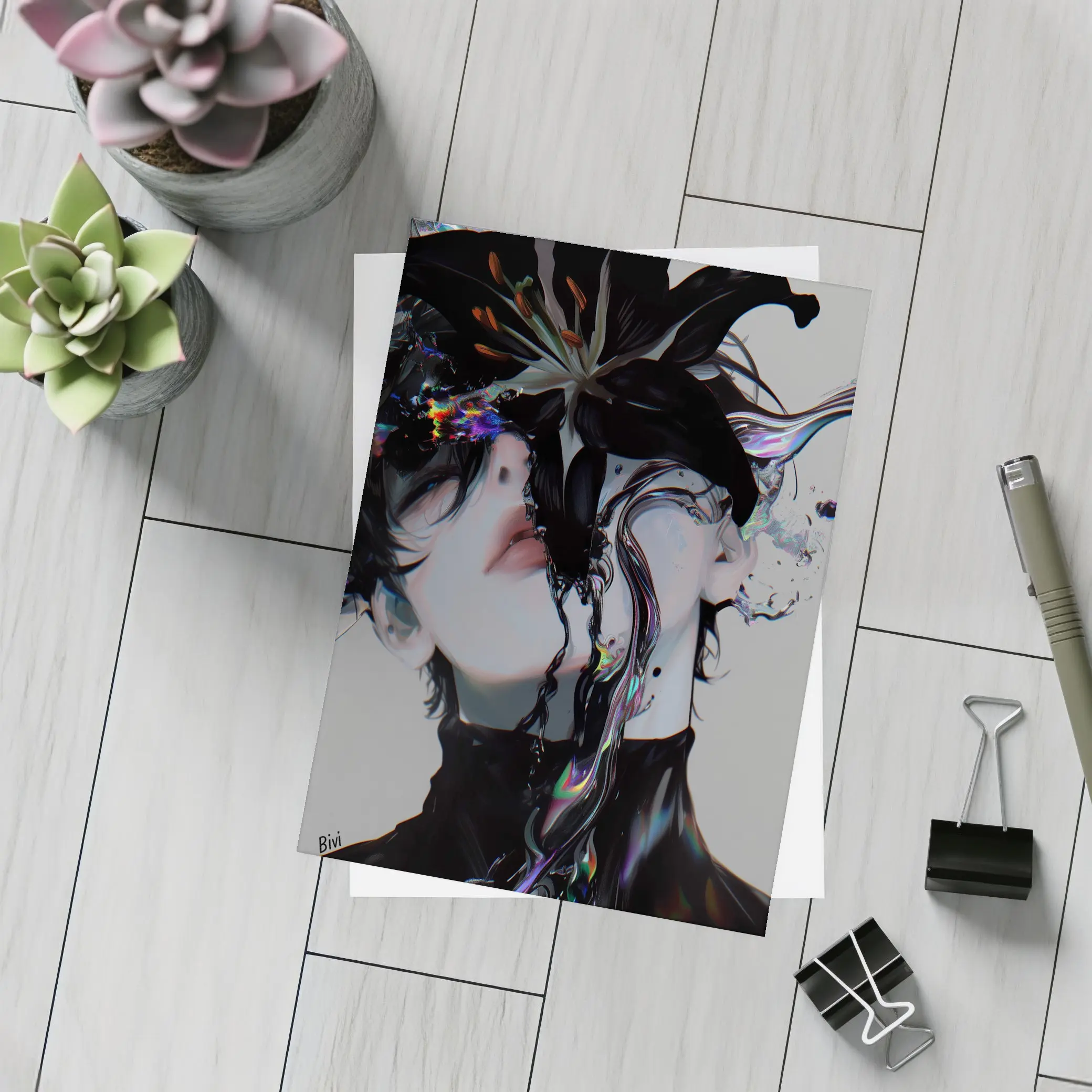 Anime Manga Dark Fantasy Figure Black Flowers – Postcards