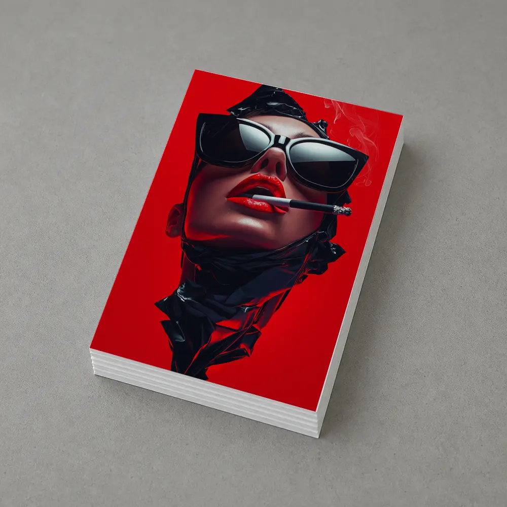 Woman Sunglasses Smoking Red Background Pop Art – Postcards
