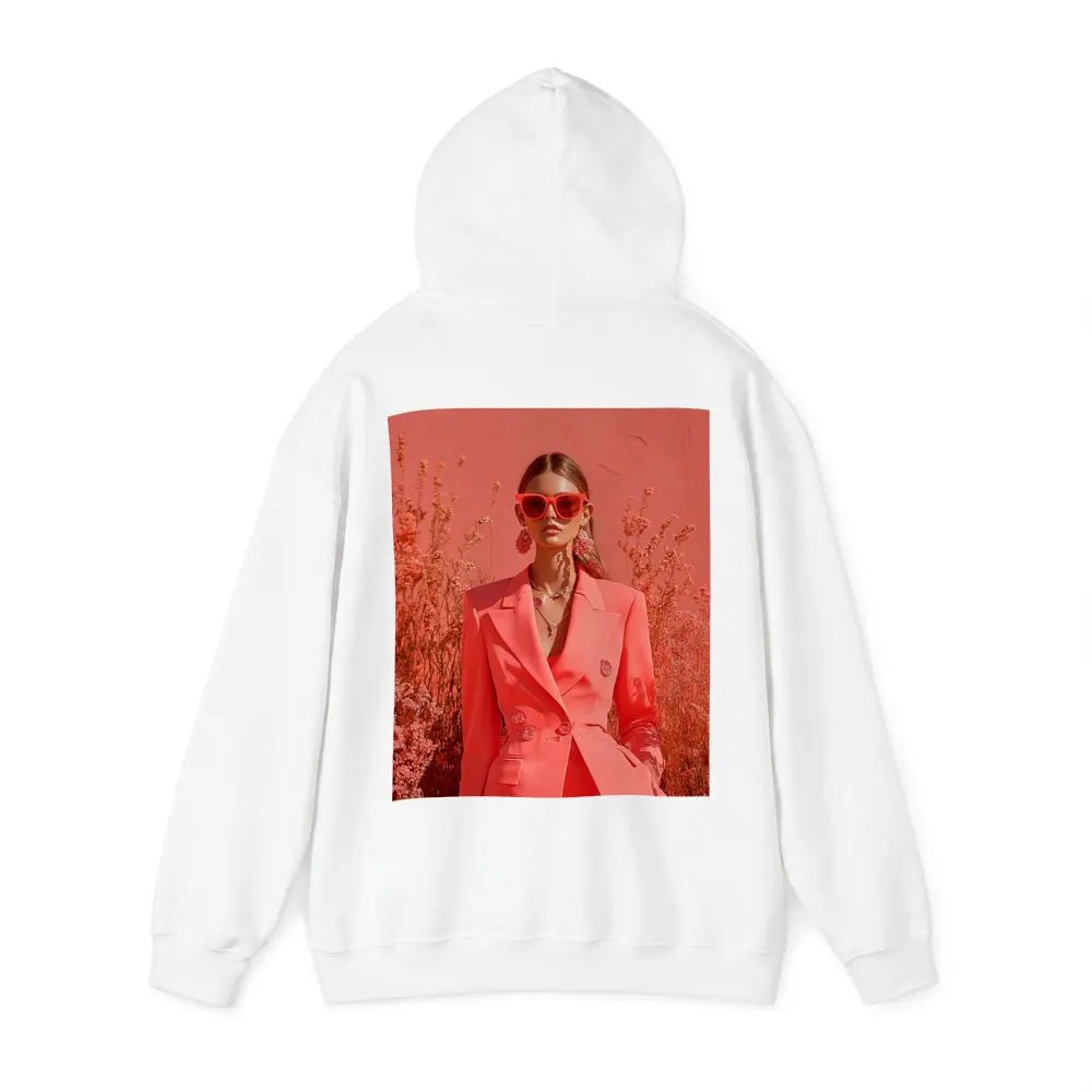 Fashion Woman Coral Suit Floral Background – Hoodies