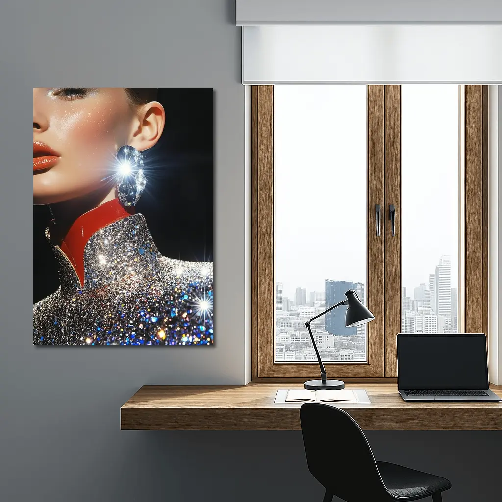 Glamour Woman Diamond Earring Glitter Fashion – Wall Art