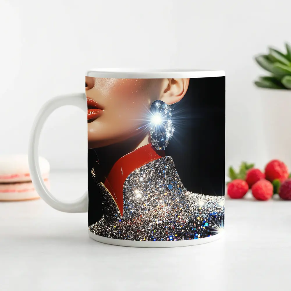 Glamour Woman Diamond Earring Glitter Fashion – Mugs