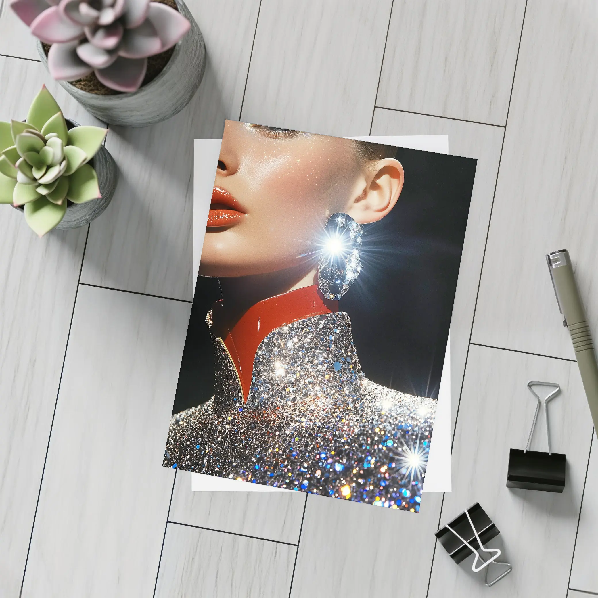 Glamour Woman Diamond Earring Glitter Fashion – Postcards