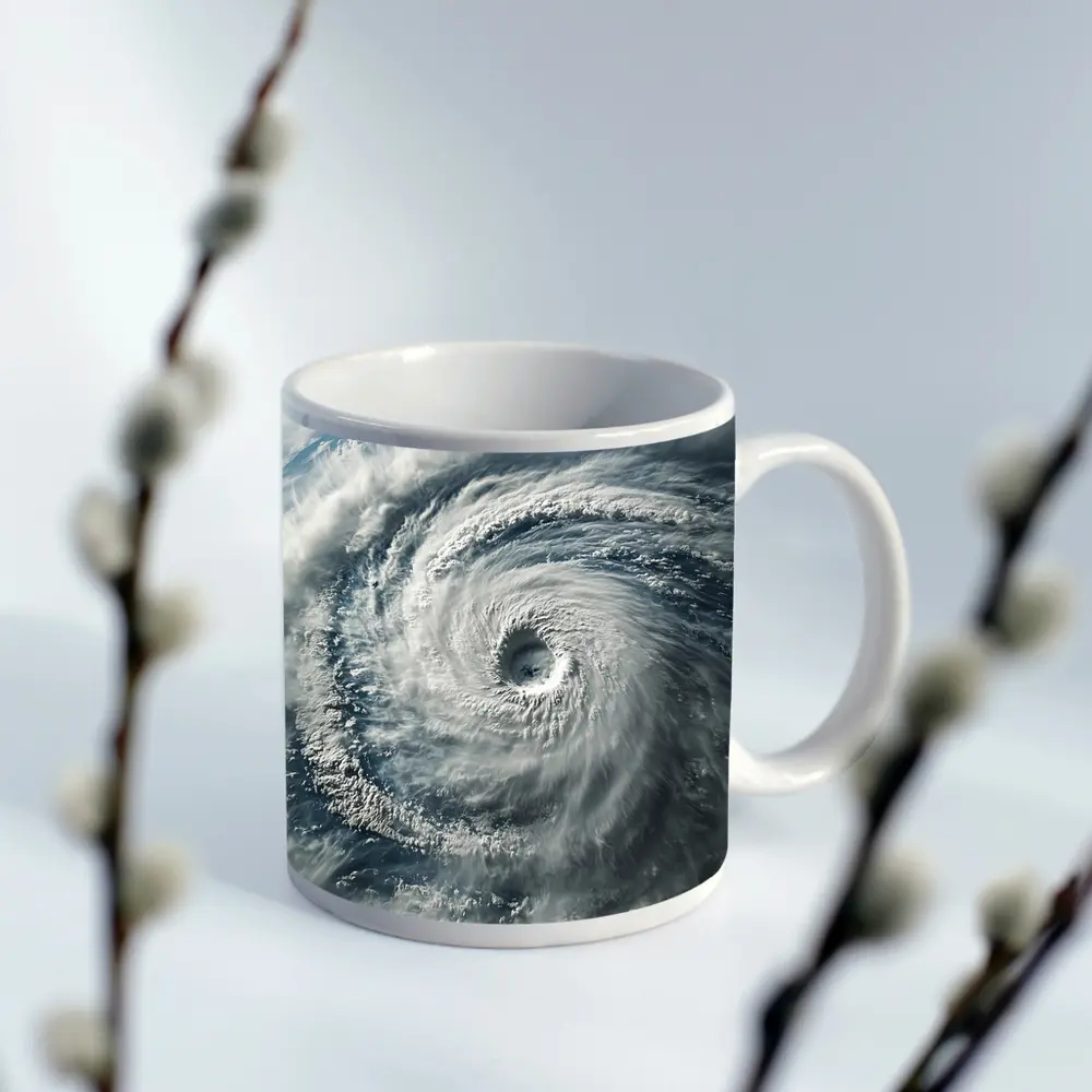Hurricane Eye Aerial View Ocean Storm – Mugs