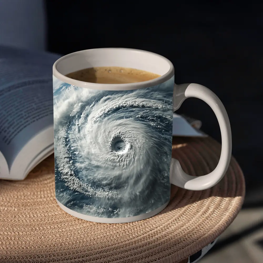 Hurricane Eye Aerial View Ocean Storm – Mugs
