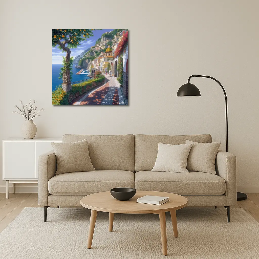 Amalfi Coast Italy Cliffside Village Pathway Art – Wall Art