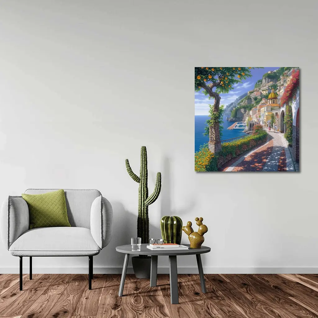 Amalfi Coast Italy Cliffside Village Pathway Art – Wall Art