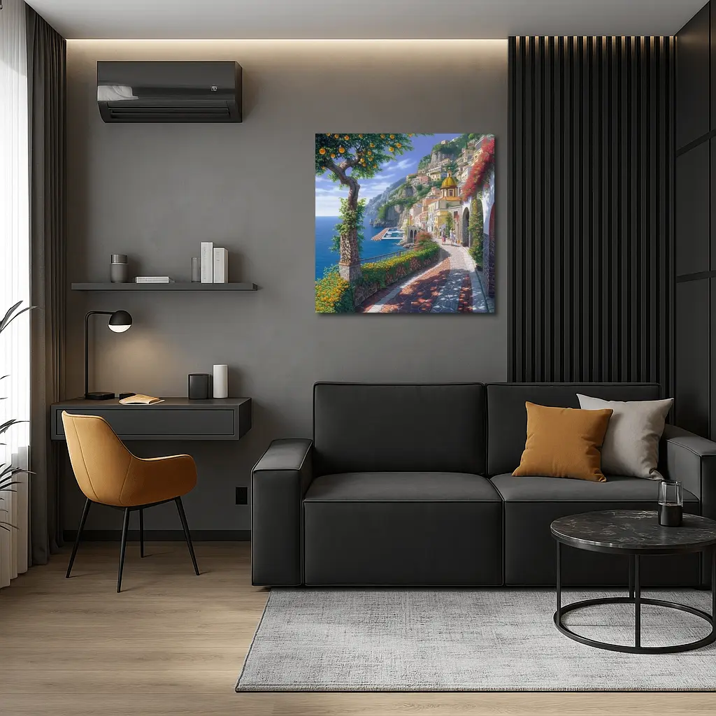 Amalfi Coast Italy Cliffside Village Pathway Art – Wall Art