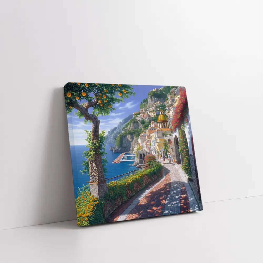 Amalfi Coast Italy Cliffside Village Pathway Art – Wall Art