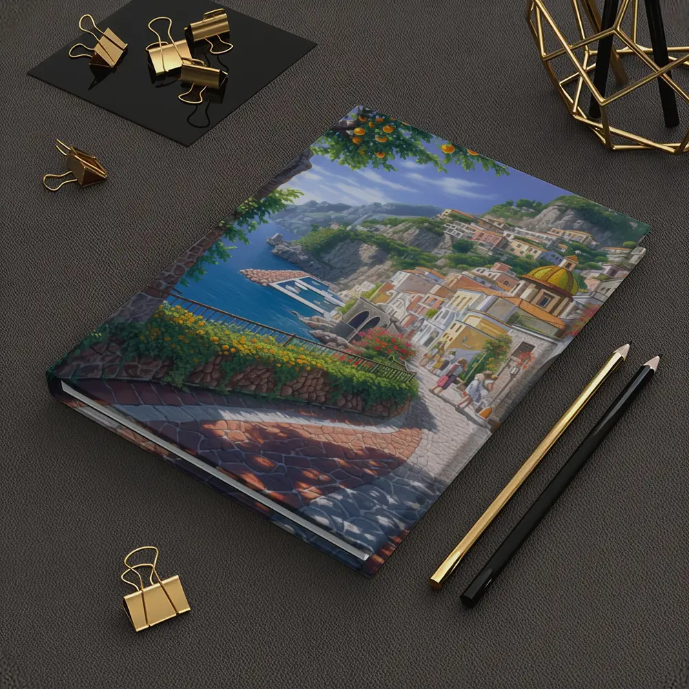 Amalfi Coast Italy Cliffside Village Pathway Art – Notebooks