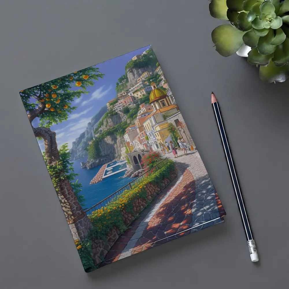 Amalfi Coast Italy Cliffside Village Pathway Art – Notebooks