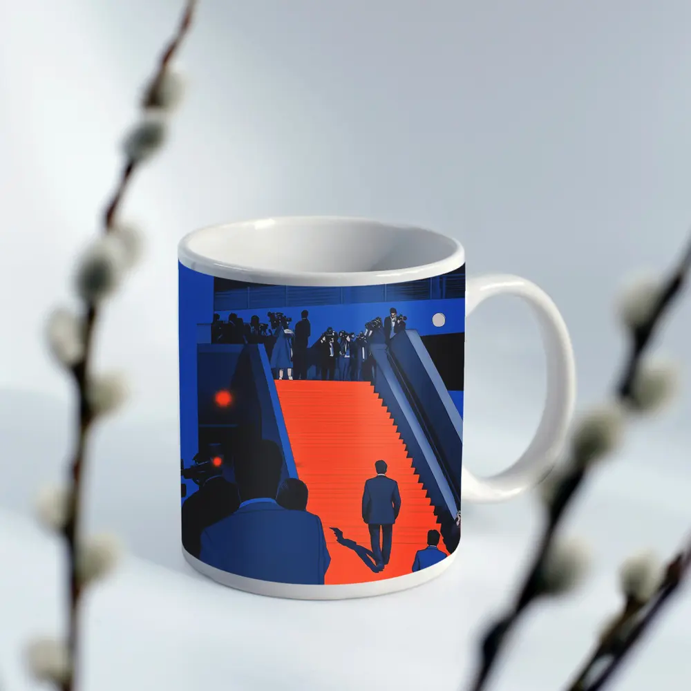 Red Carpet Staircase Blue Night Illustration – Mugs