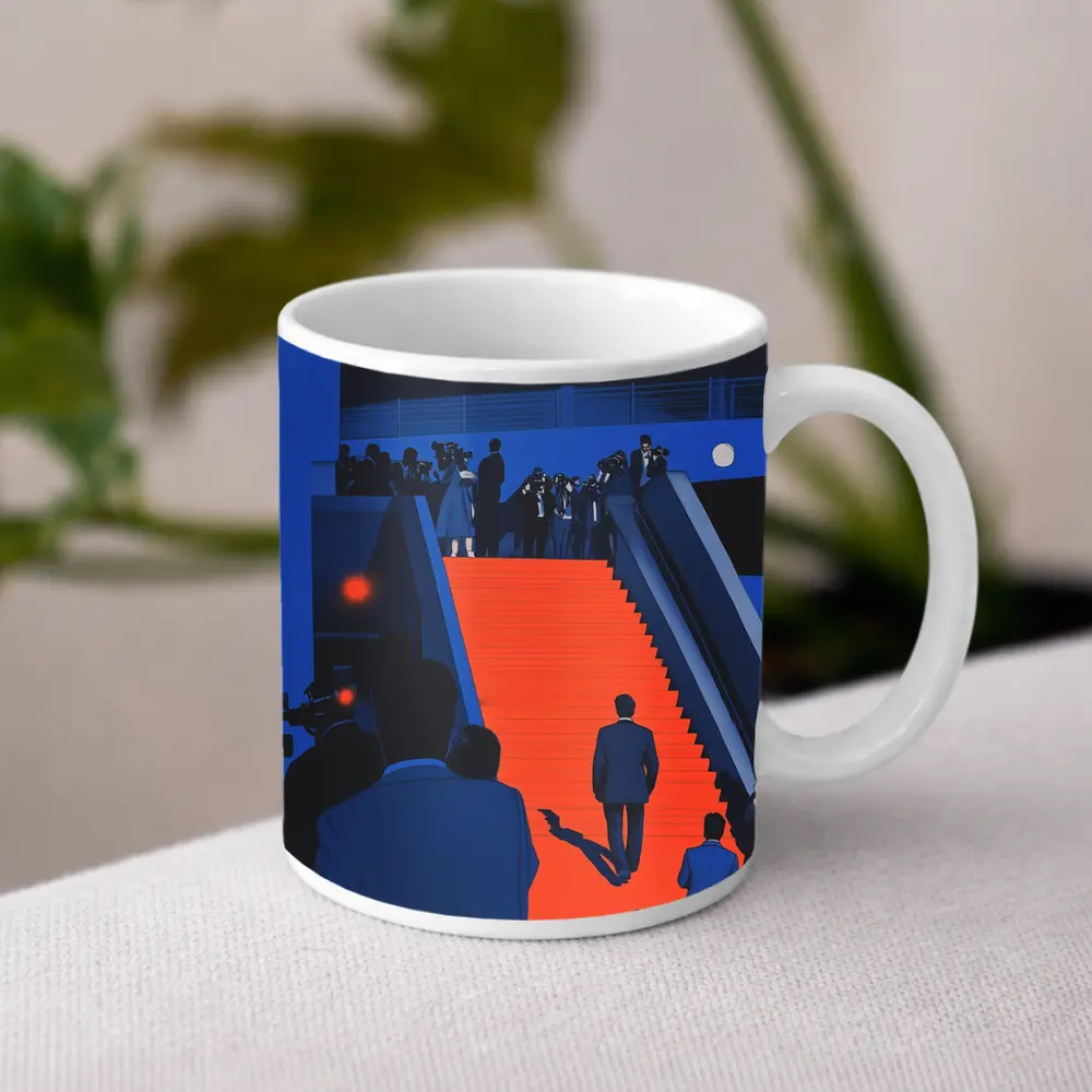 Red Carpet Staircase Blue Night Illustration – Mugs