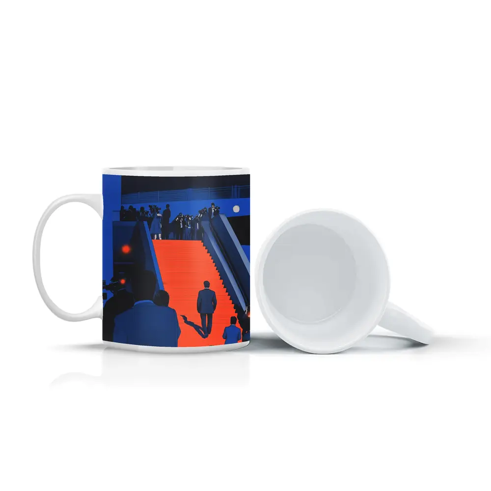 Red Carpet Staircase Blue Night Illustration – Mugs