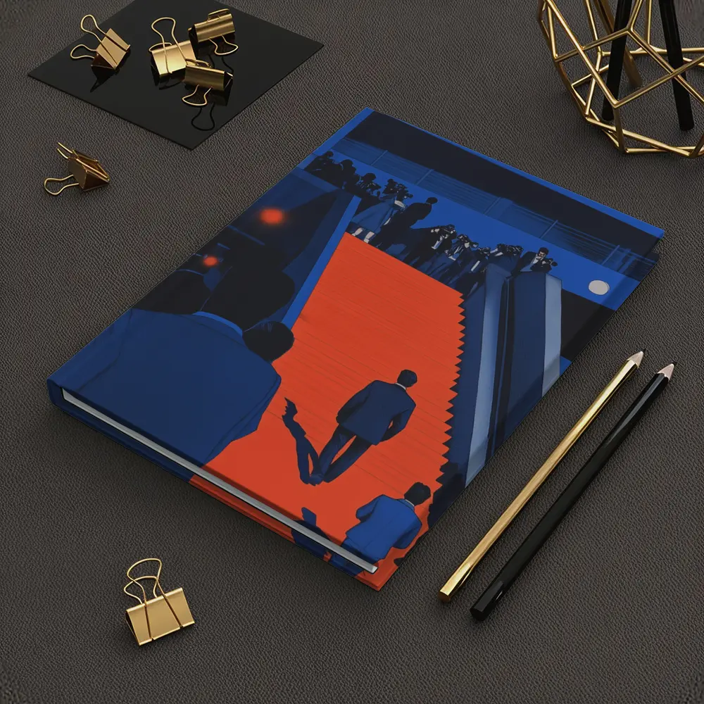 Red Carpet Staircase Blue Night Illustration – Notebooks