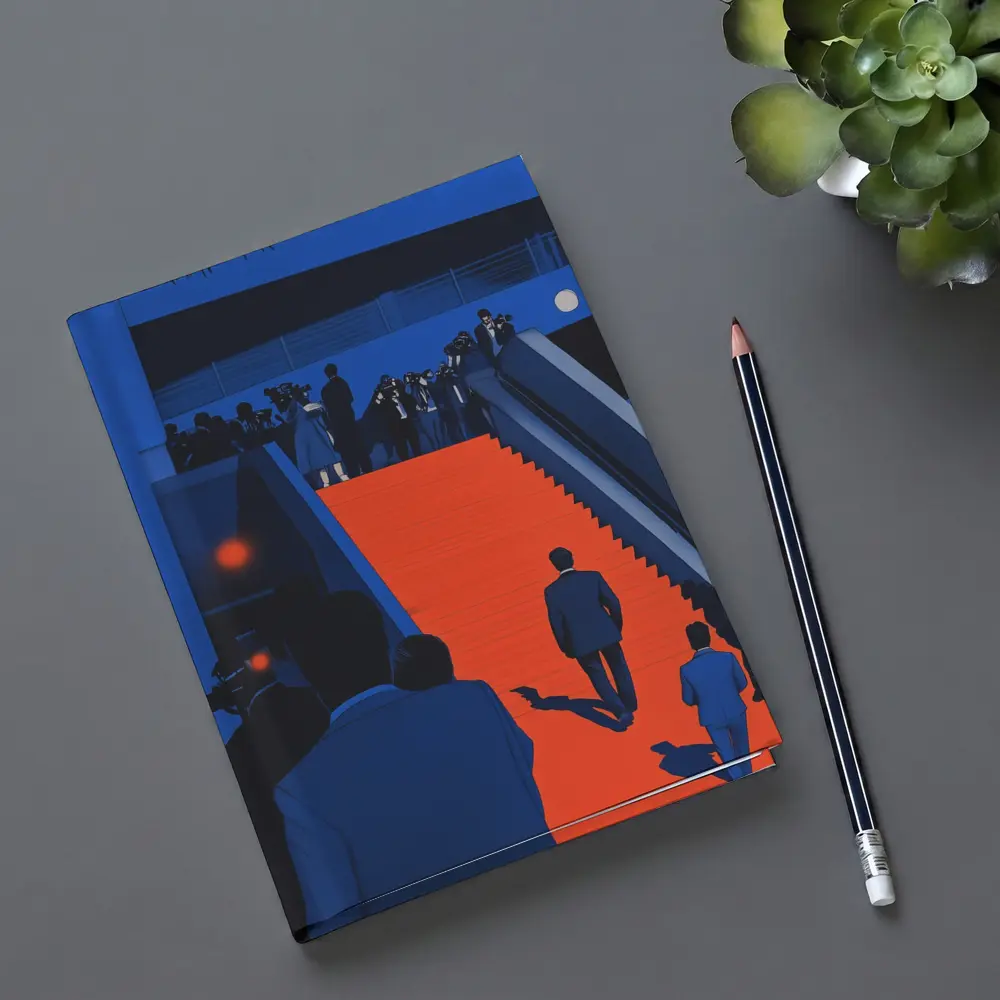 Red Carpet Staircase Blue Night Illustration – Notebooks