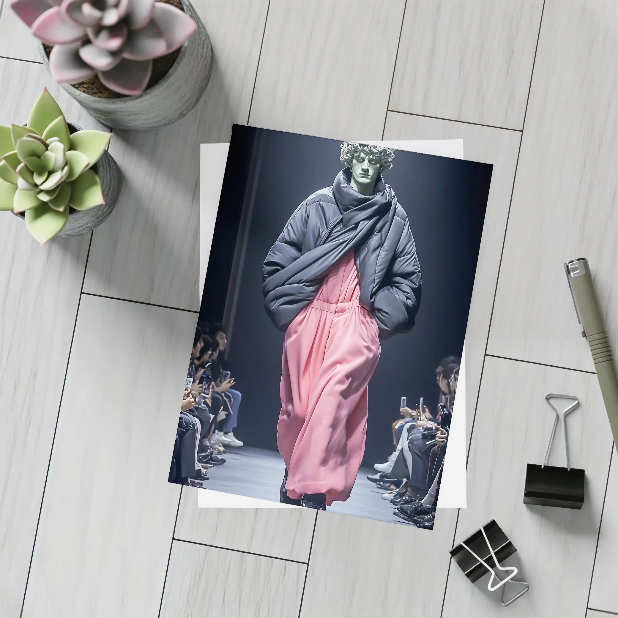 Greek Statue Model Fashion Runway Show – Postcards