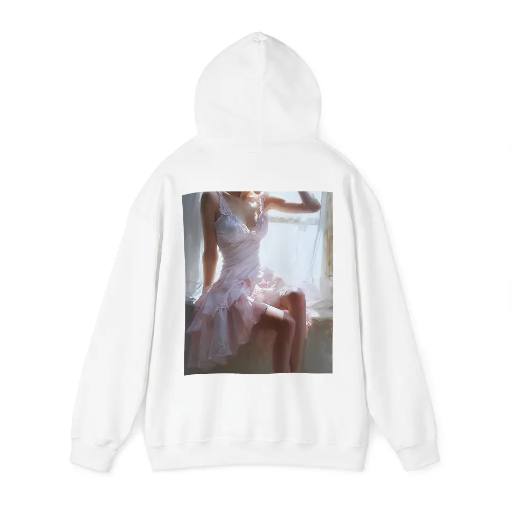 Young Woman Pink Dress Window Light Painting – Hoodies