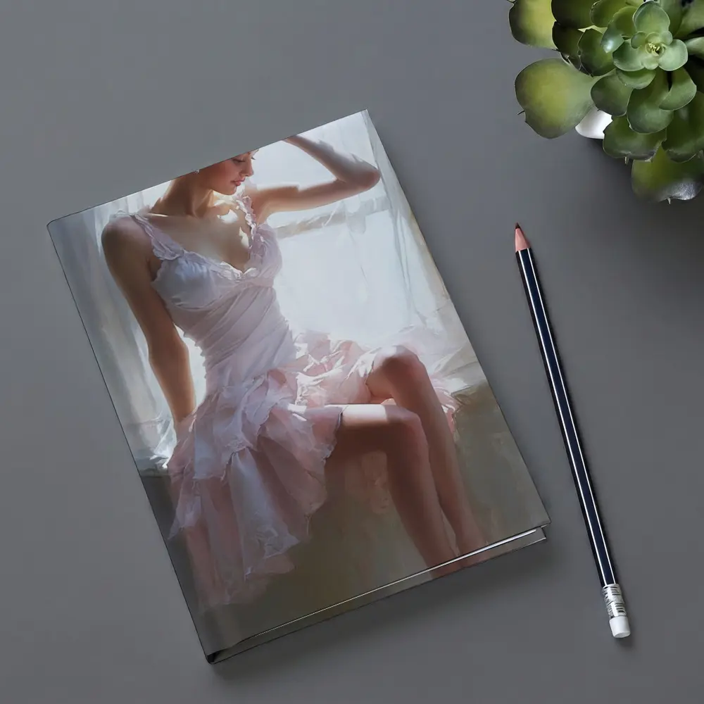 Young Woman Pink Dress Window Light Painting – Notebooks