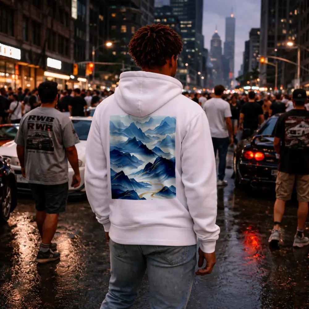 Blue Mountain Mist Chinese Ink Art – Hoodies