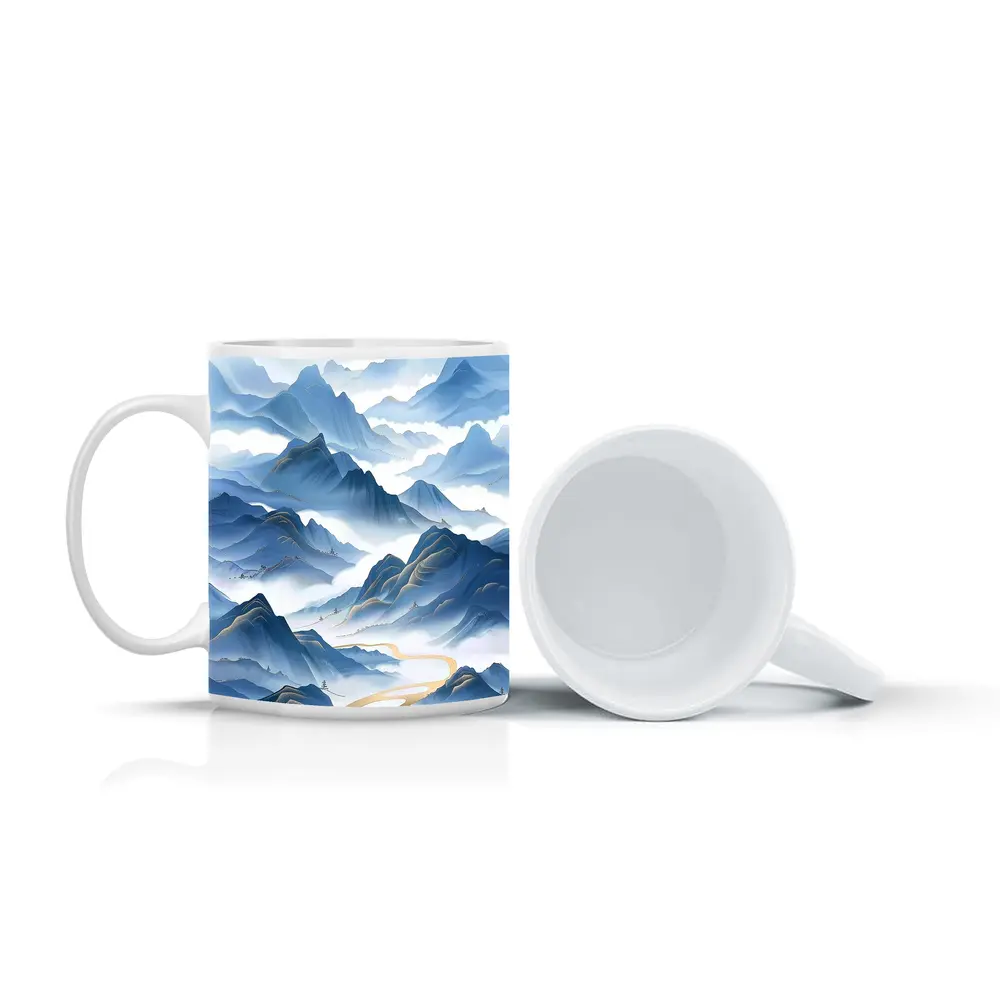 Blue Mountain Mist Chinese Ink Art – Mugs