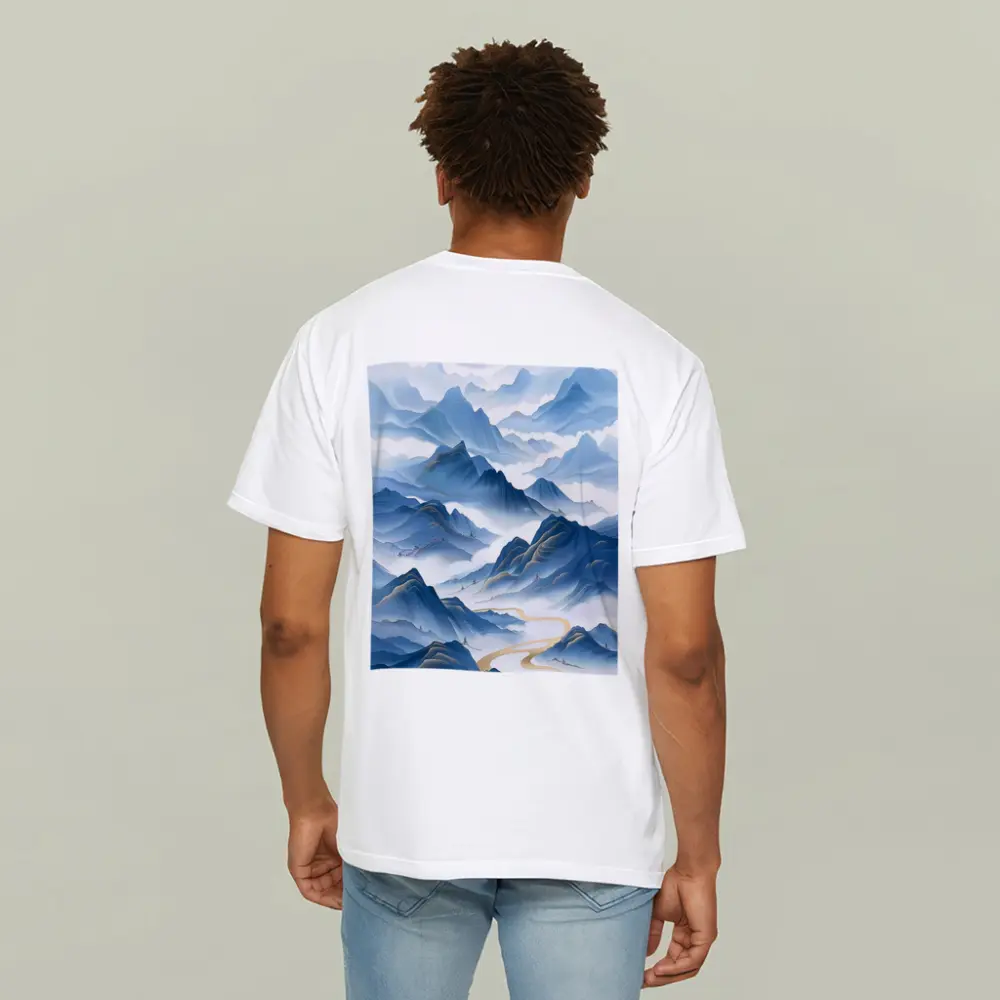 Blue Mountain Mist Chinese Ink Art – T-Shirts