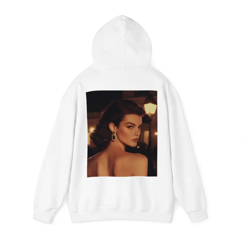 Elegant Woman Portrait Warm City Night – Hoodies