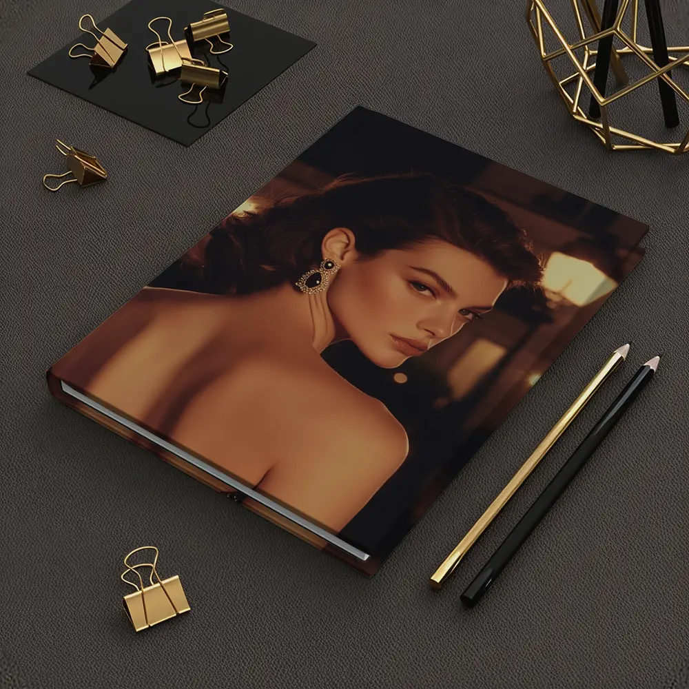 Elegant Woman Portrait Warm City Night – Notebooks