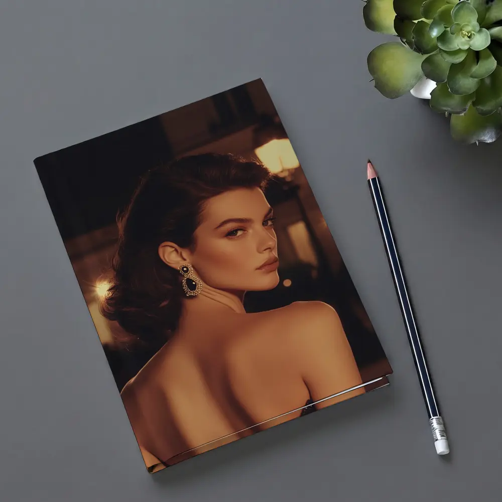 Elegant Woman Portrait Warm City Night – Notebooks